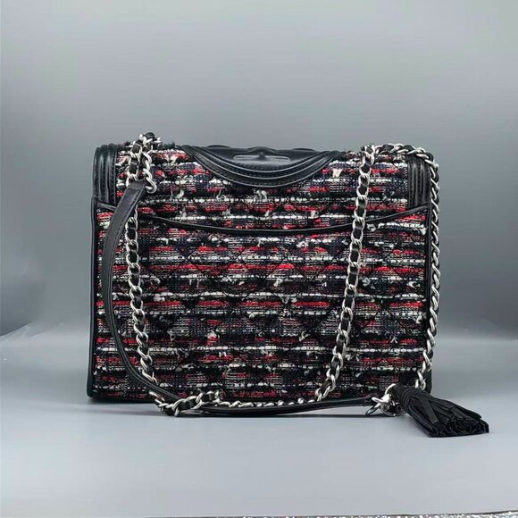 Tory Burch Fleming Tweed Convertible Shoulder Purse, very clean condition!! - Picture 10 of 17